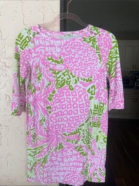 Lilly Pulitzer Pink and Green Printed Tunic Top